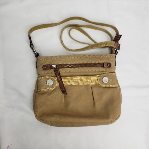 fossil soft fabric crossbody tan small purse